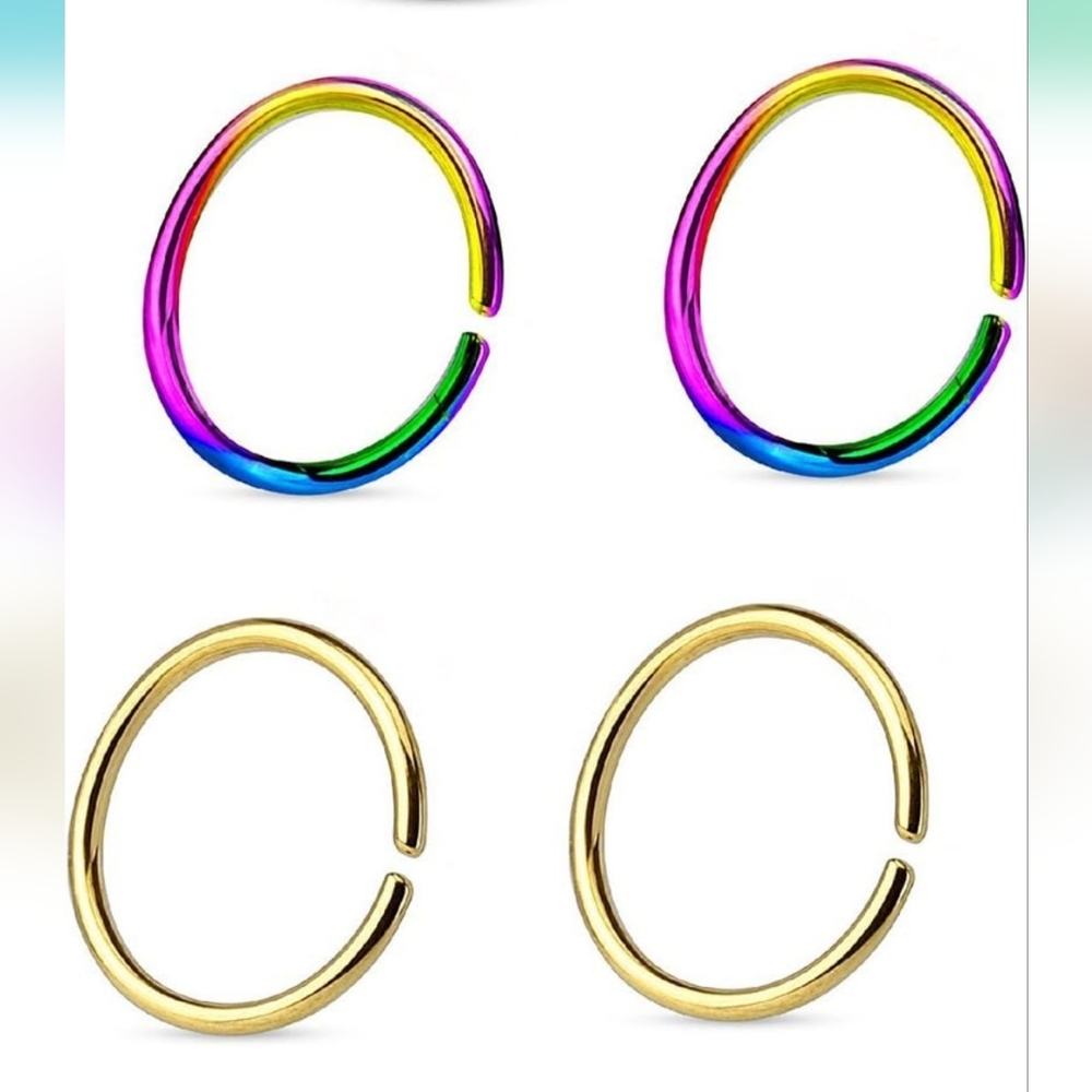 4 nose rings hoops
